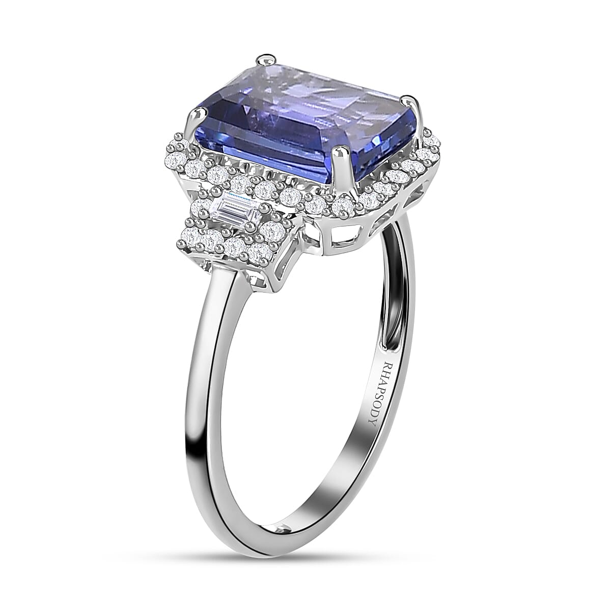 950 Platinum AAAA Tanzanite & Diamond (VS, E-F) Ring 5.59 Ct, Platinum Wt. 5.26 Gms Size L (Resize To I,J,K,M,N,O)