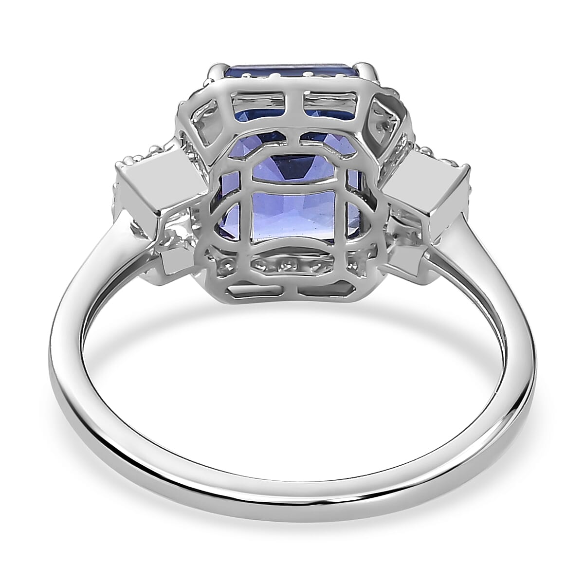 950 Platinum AAAA Tanzanite & Diamond (VS, E-F) Ring 5.59 Ct, Platinum Wt. 5.26 Gms Size L (Resize To I,J,K,M,N,O)