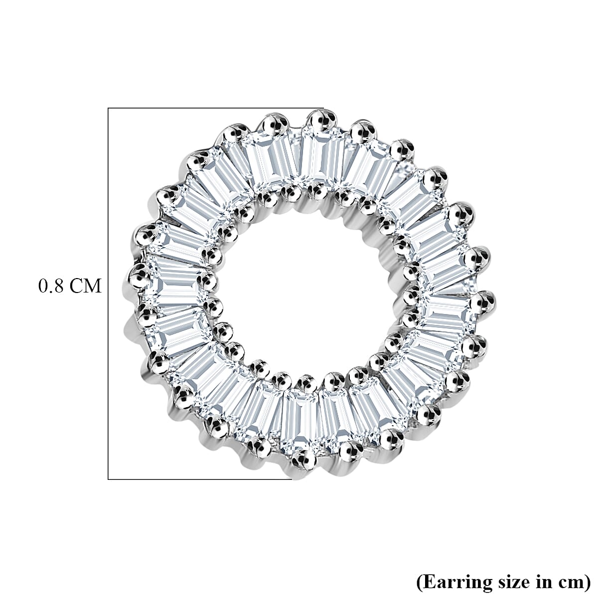D'Joy Natural White Diamond Circle Stud Push Back Earrings in Platinum Overlay Sterling Silver 0.19 Ct.