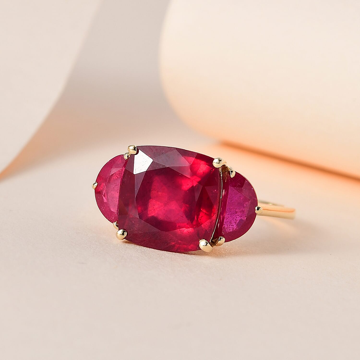 9K Yellow Gold African Ruby Ring 8.28 Ct.