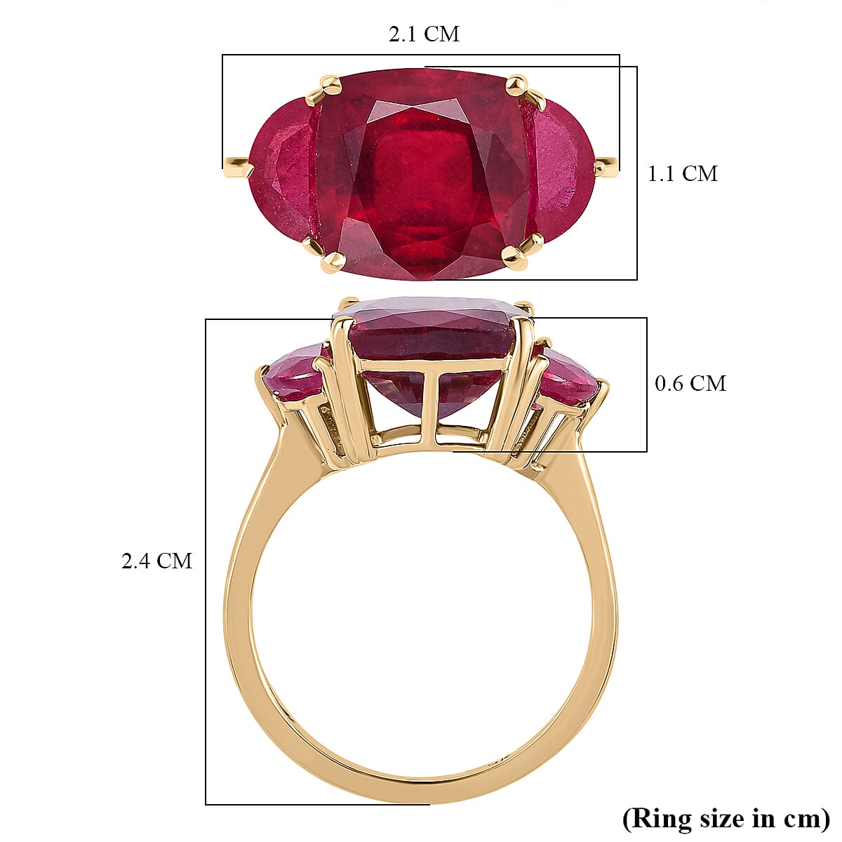9K Yellow Gold African Ruby Ring 8.28 Ct.