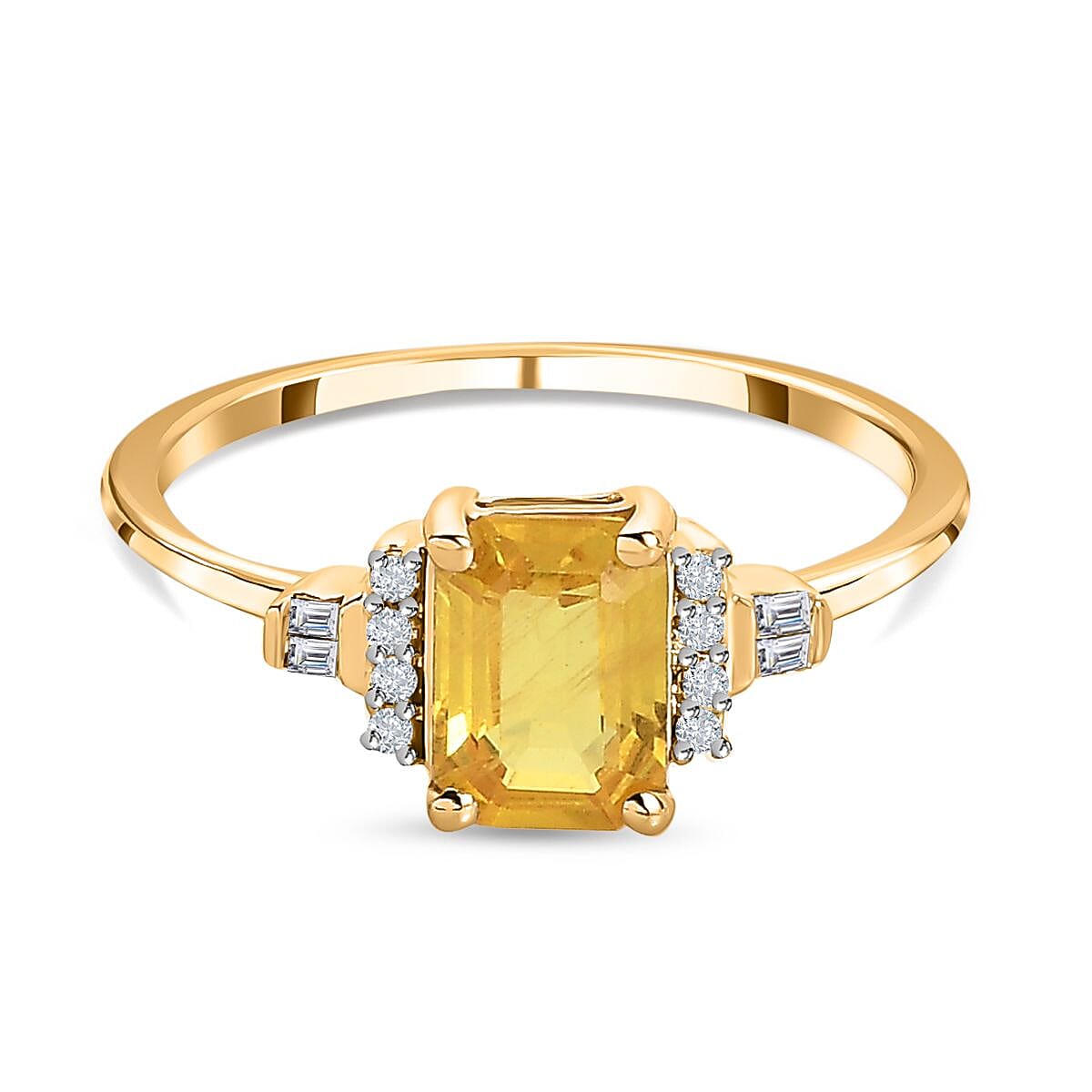 9K Yellow Gold Yellow Sapphire and Diamond Ring 1.19 Ct.