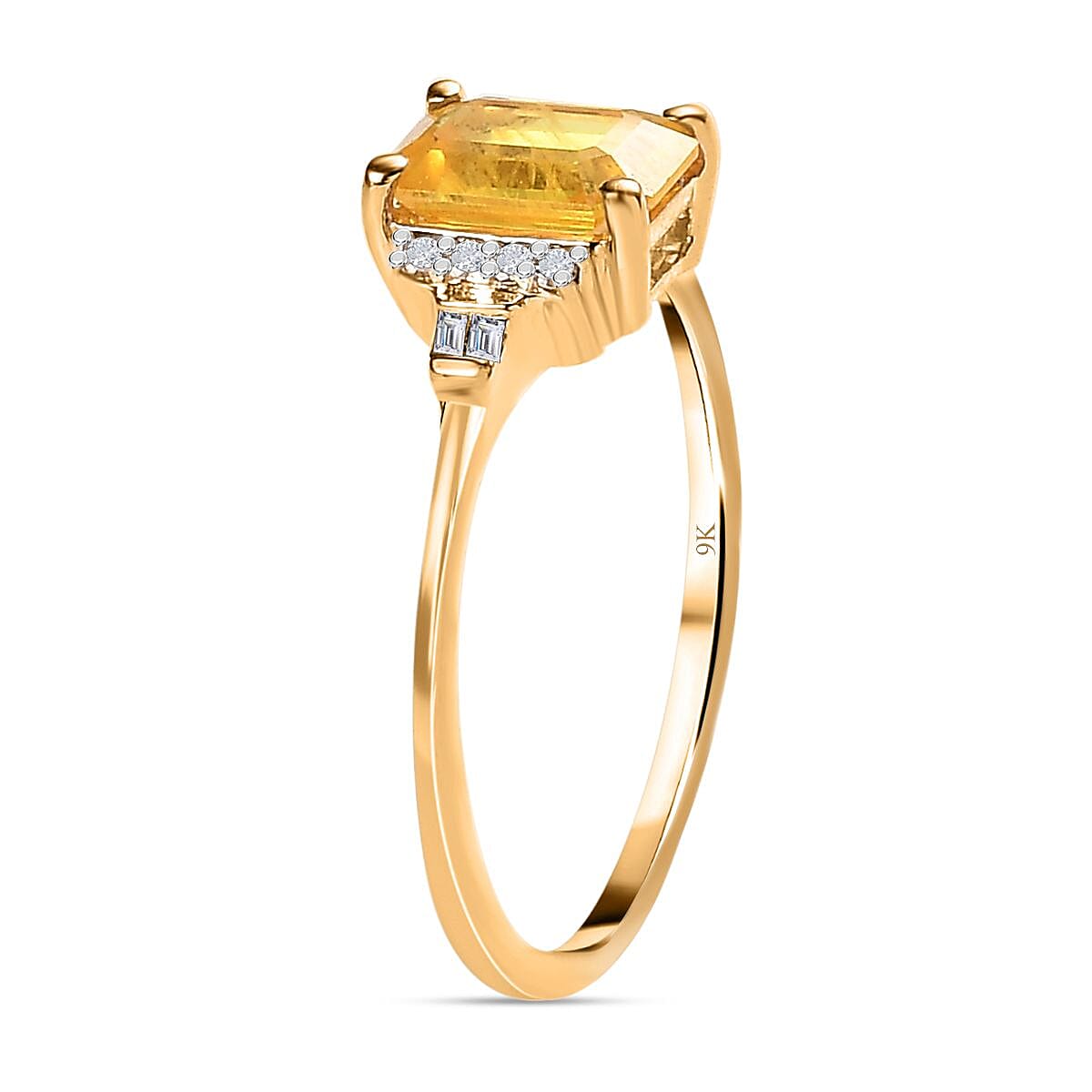 9K Yellow Gold Yellow Sapphire and Diamond Ring 1.19 Ct.