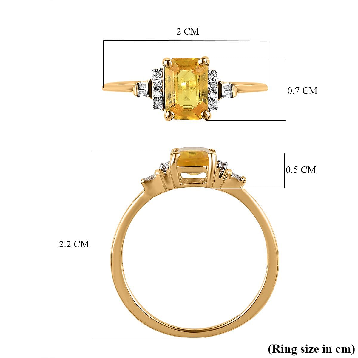 9K Yellow Gold Yellow Sapphire and Diamond Ring 1.19 Ct.