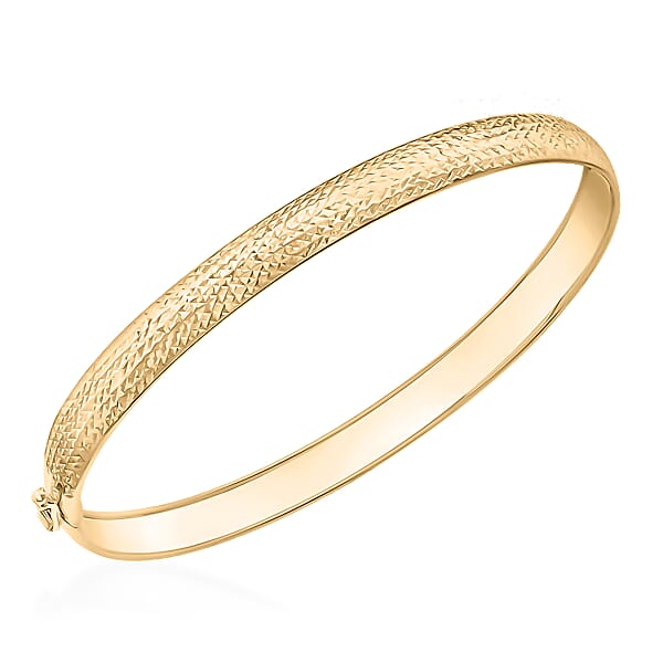 Hatton Garden Close Out 9K Yellow Gold Diamond Cut Flexible Bangle