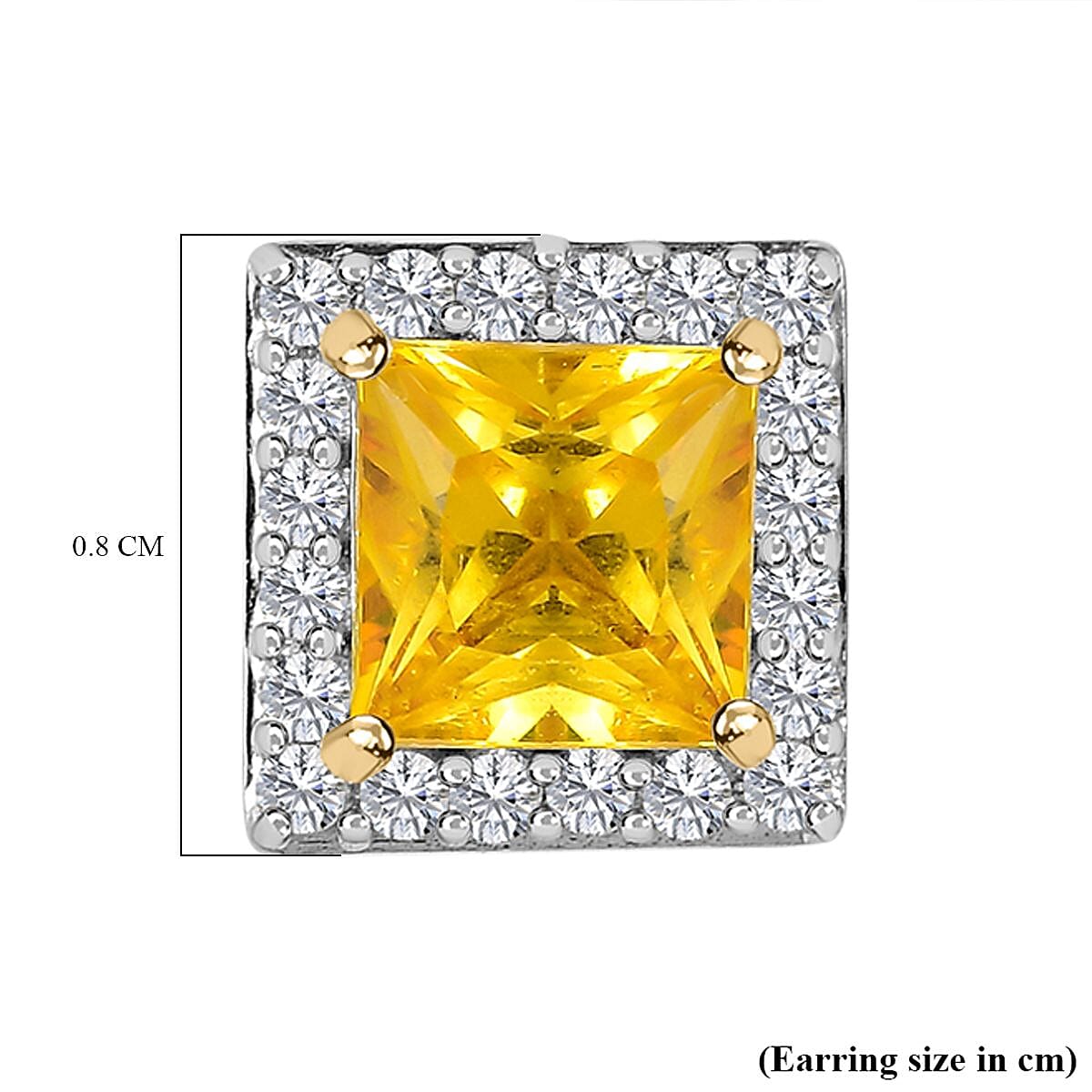 9K Yellow Gold Yellow Sapphire and Moissanite Stud Earrings 1.90 Ct.