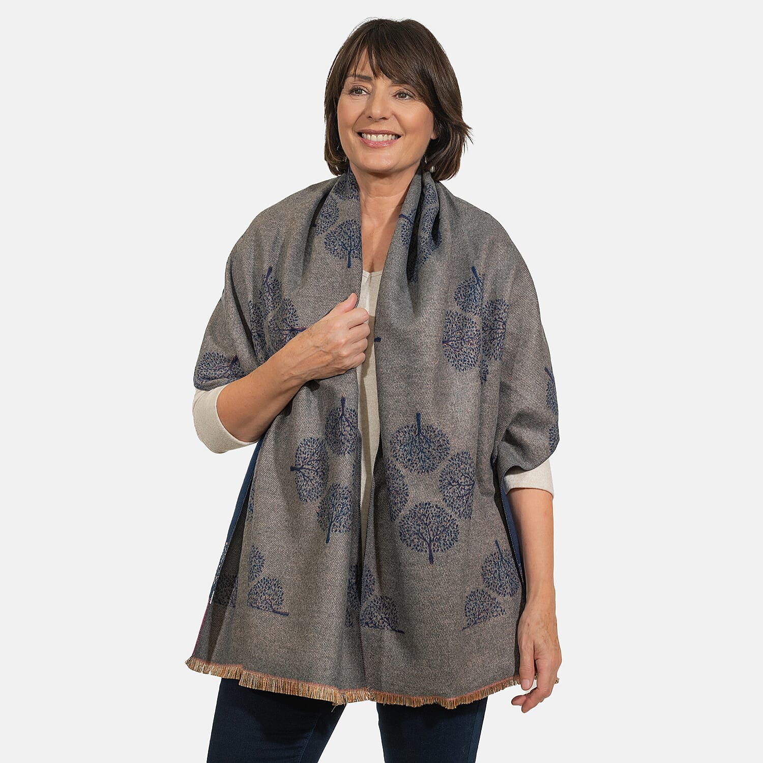 Closeout Deal - Viscose Blend Winter Shawl (Size 185x63 cm) - Blue