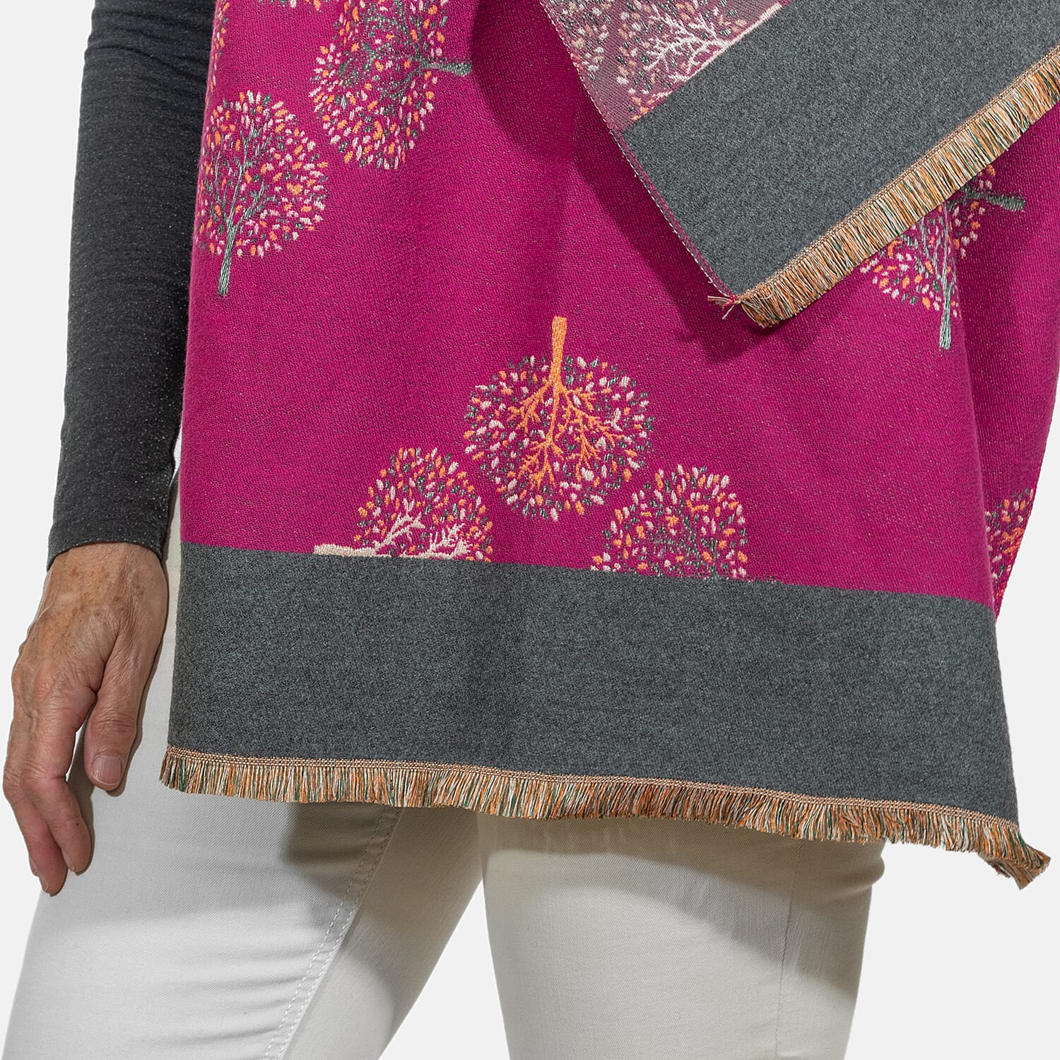 Closeout Deal - Viscose Blend Winter Shawl (Size 185x63 cm) - Fuschia