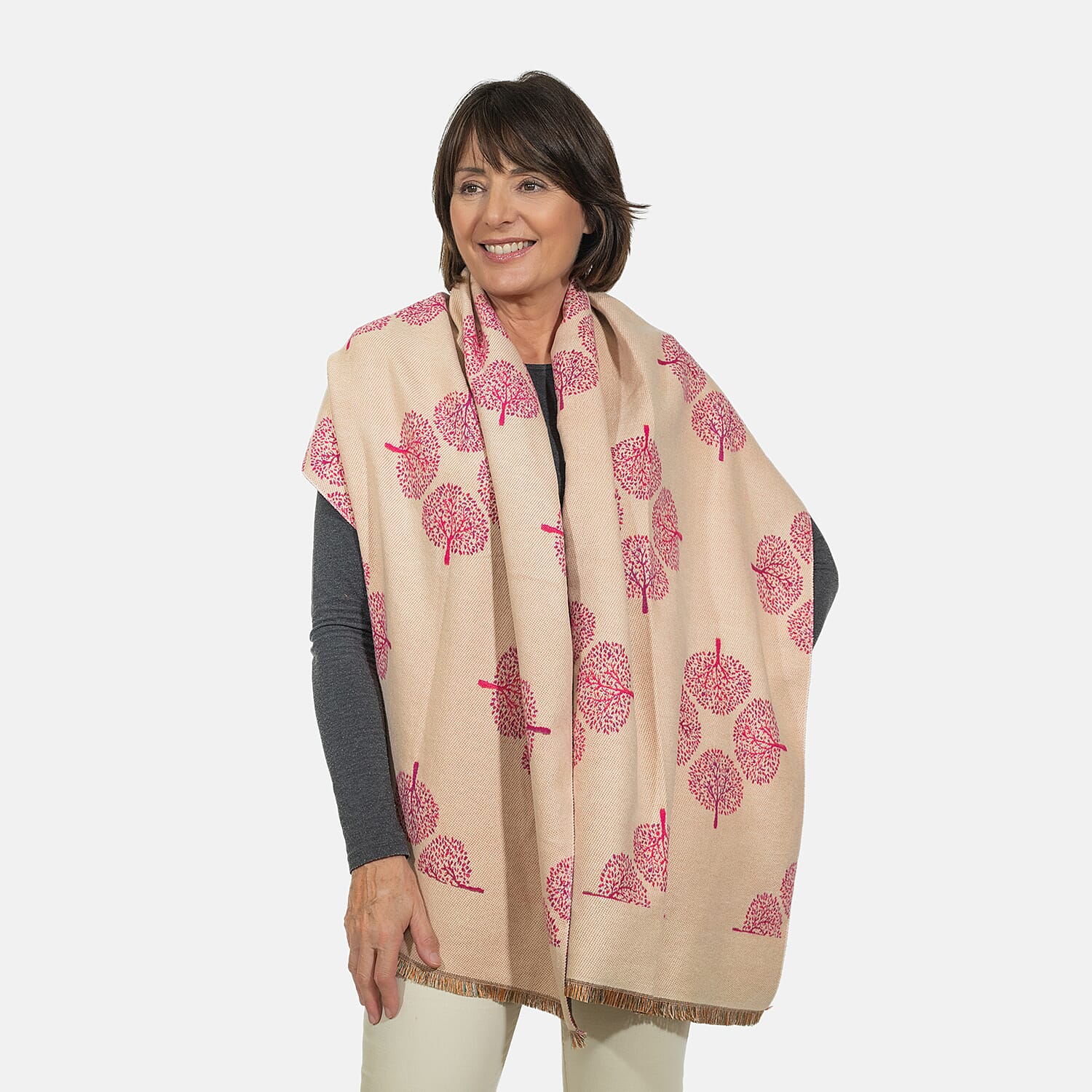 Closeout Deal - Viscose Blend Winter Shawl (Size 185x63 cm) - Fuschia