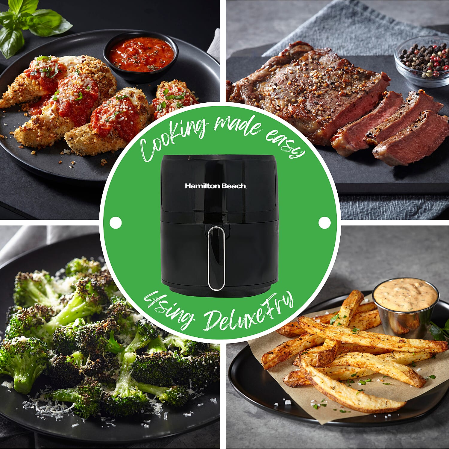 Deluxe Fry Digital Air Fryer From Hamilton Beach 5L - 1500w - Air Fry, Roast, Bake, Reheat - Uses little to no oil - 12 Cooking Presets - 80-200c