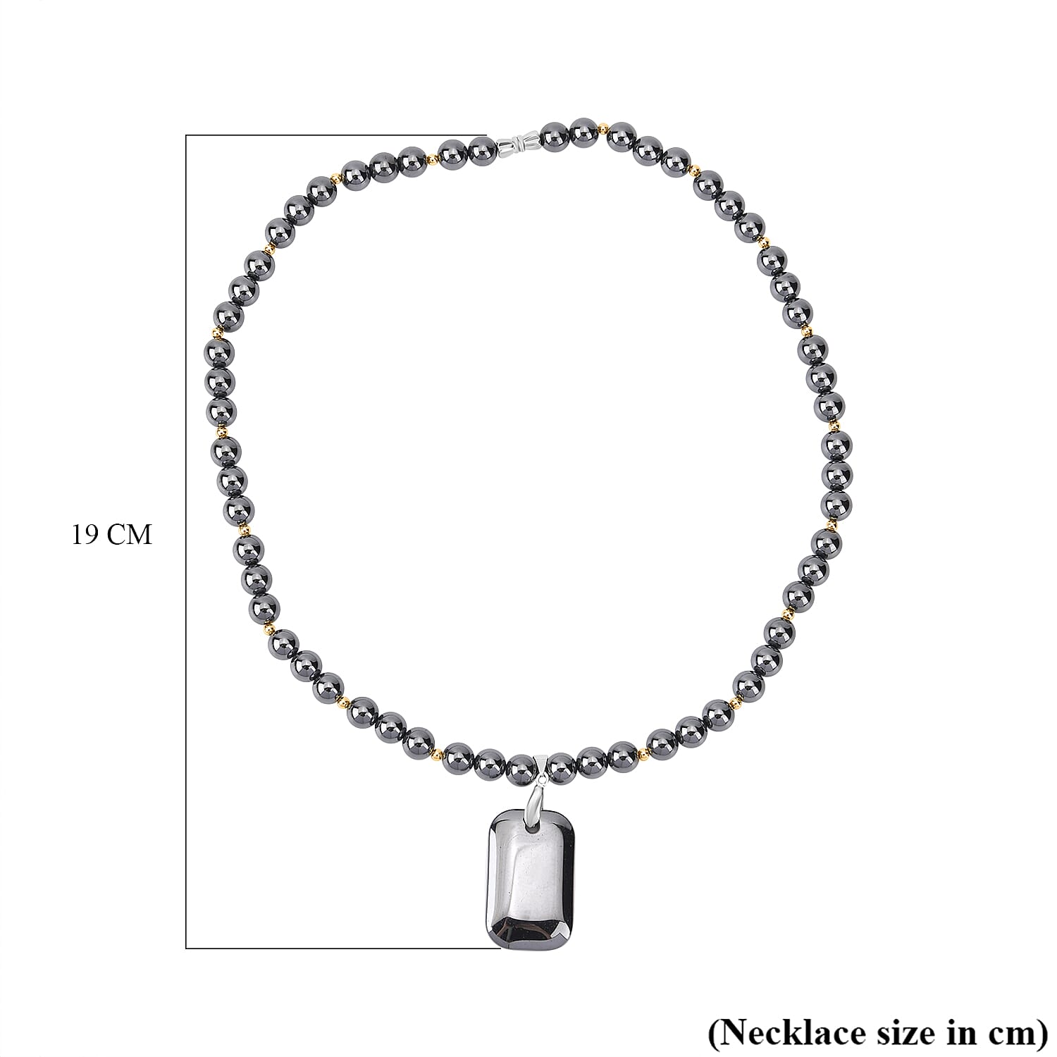 Hematite Beaded Necklace (Size - 20) in Dual Tone 450 Ct.