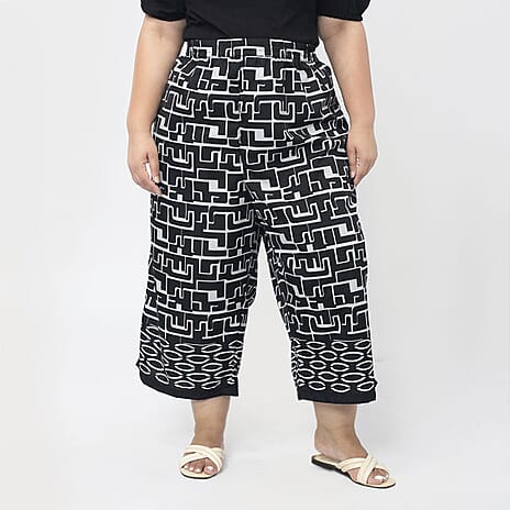 Cropped Palazzo (Size M, 12 to 14) - Black & White