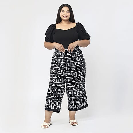 Cropped Palazzo (Size L,14 to 16) - Black & White