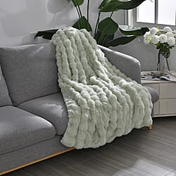 Deluxe Range- Super Soft Faux Fur Double Layer Blanket (Size 200x150) - Cream