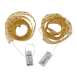 Set of 2 Light Up Ribbon Bows (Length 2m) - Silver