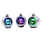 Set of 3 Hanging Light Up Baubles with Christmas Scene - Silver
