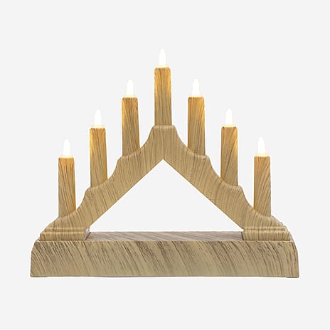 Set of 2 Classic and Elegant Seven Candles Bulb Christmas Candle Bridge (Battery Operated) - Brown
