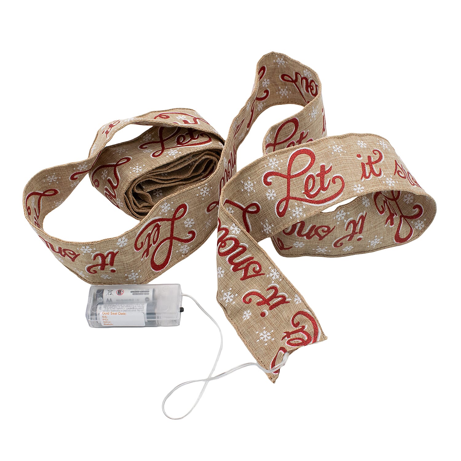Light Up Christmas Printed Ribbon (Length-3m) - Brown & Red