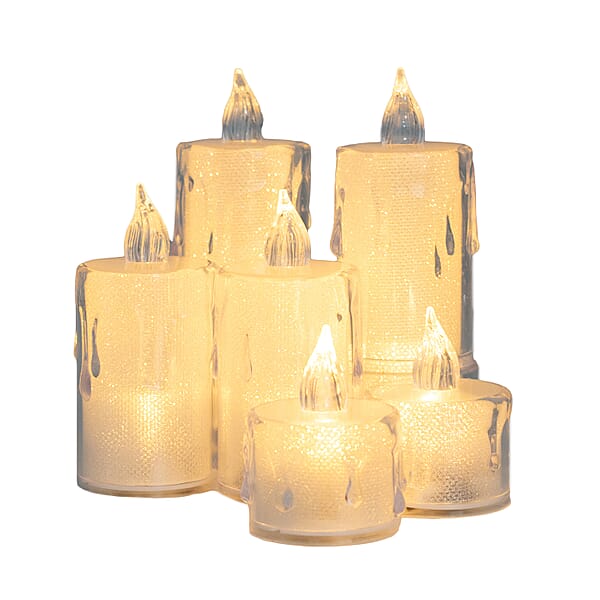 6pc Mini White Metal Tealight Lanterns