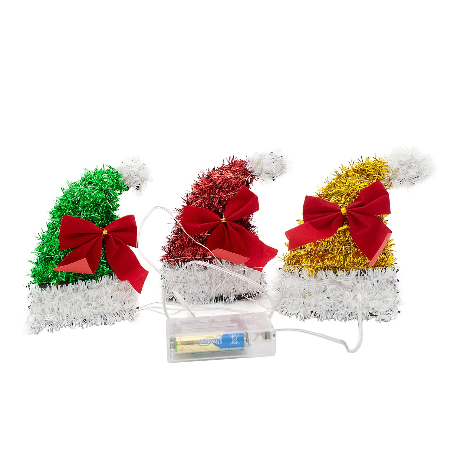 3 Piece Santa Hat Light Set - Multi