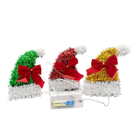 3 Piece Santa Hat Light Set - Multi