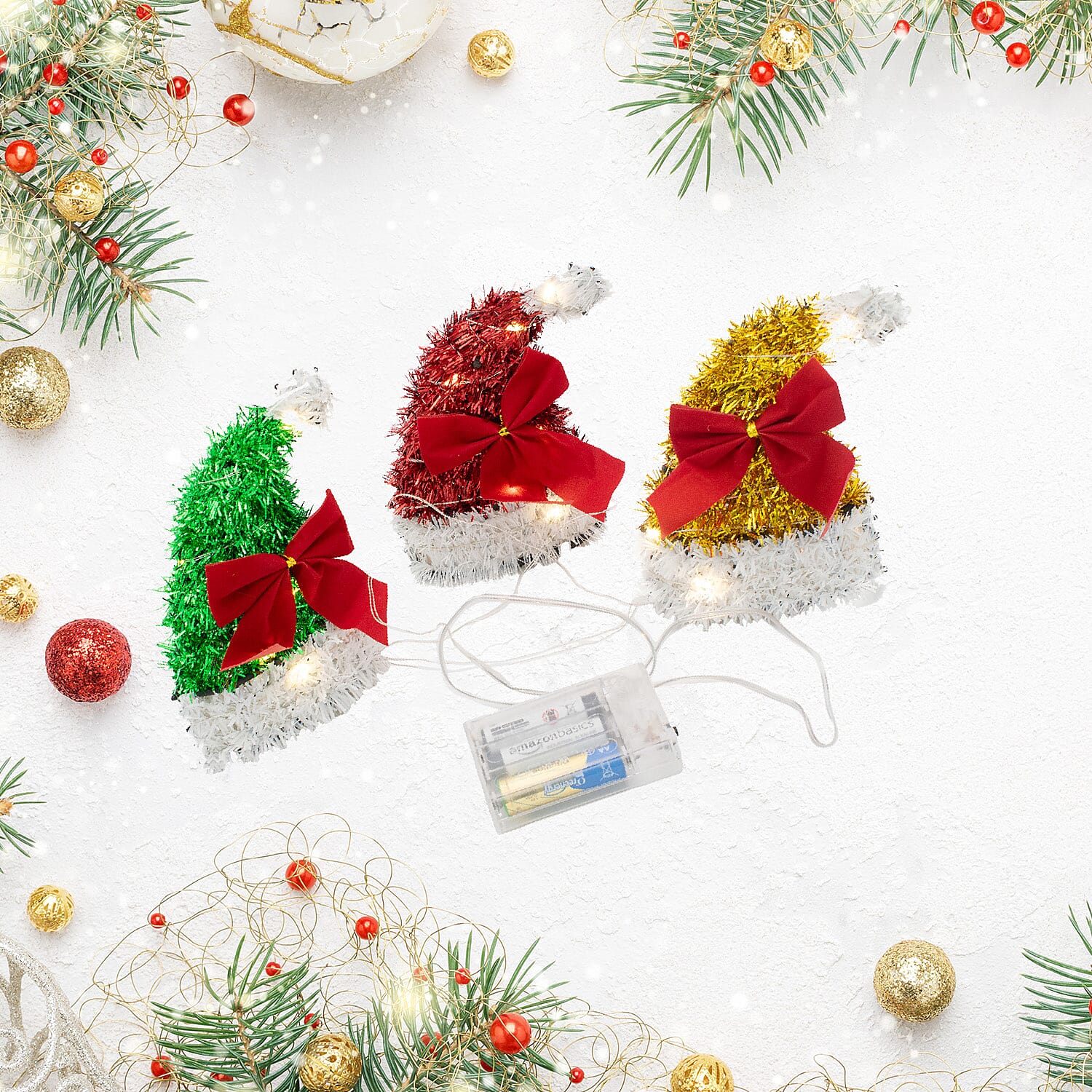 3 Piece Santa Hat Light Set - Multi