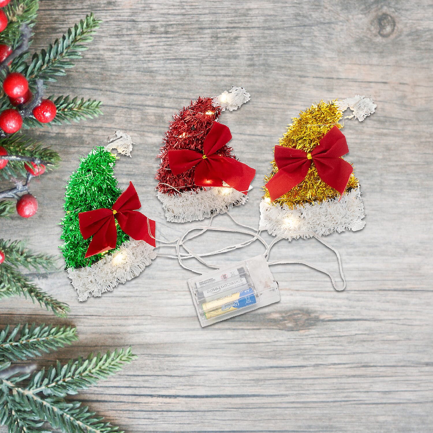 3 Piece Santa Hat Light Set - Multi