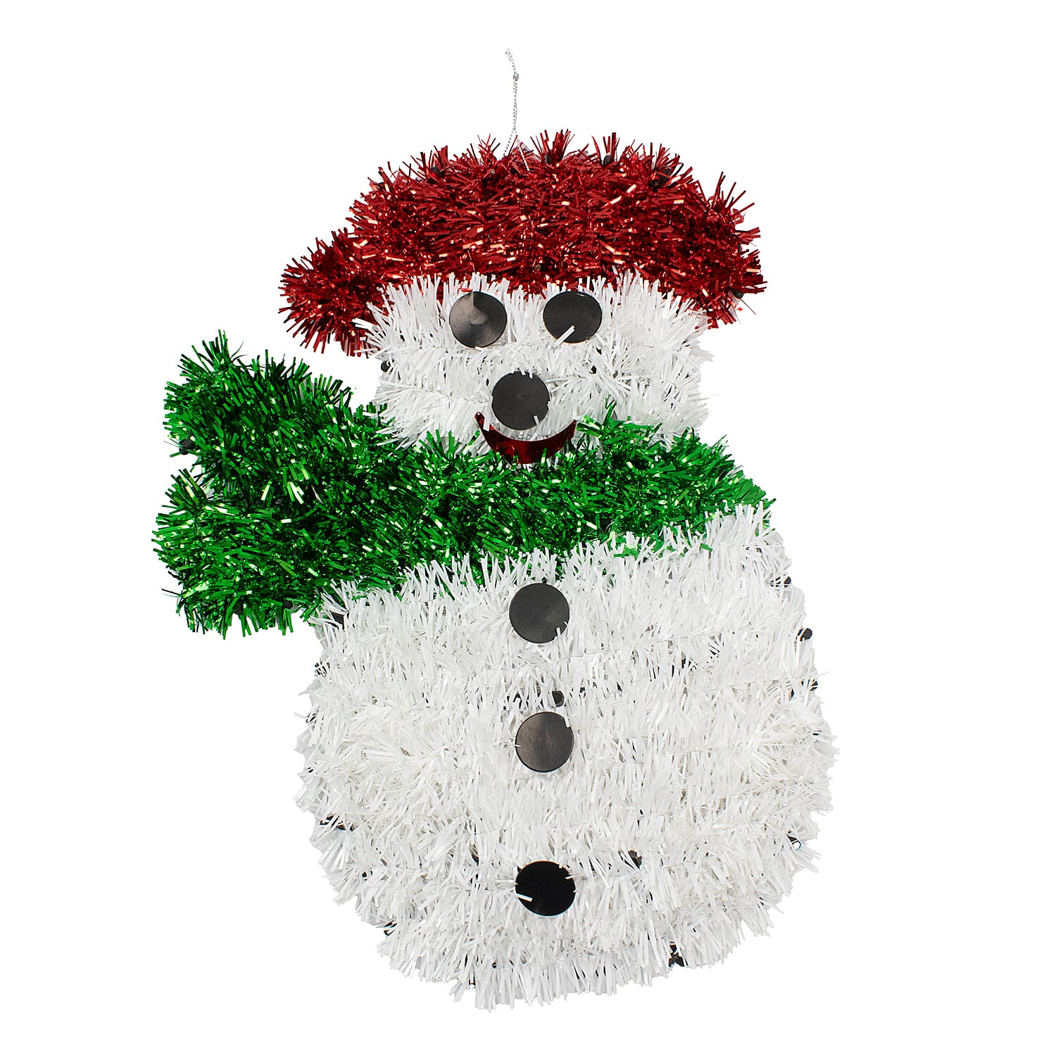 Light Up Tinsel Snowman (Battery Operated) - Red