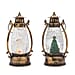 Set of 2 Christmas Tree Scene Light Up Lantern - Brown