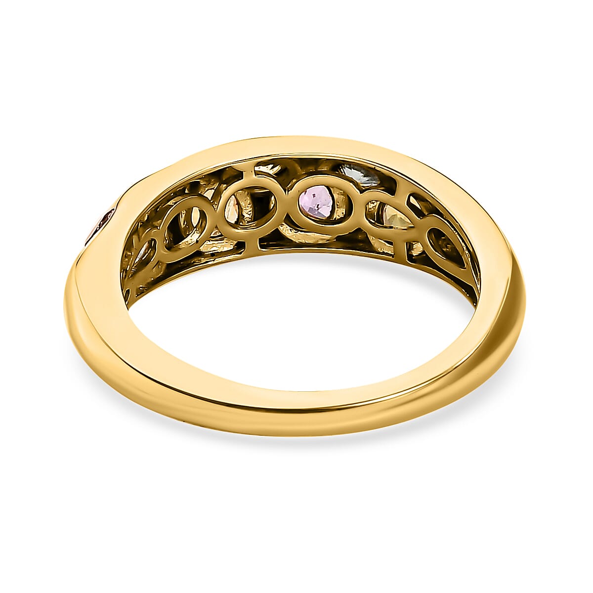 Rainbow Sapphire Classic Nomad Ring in 18K Vermeil Yellow Gold Plated Sterling Silver 1.04 Ct