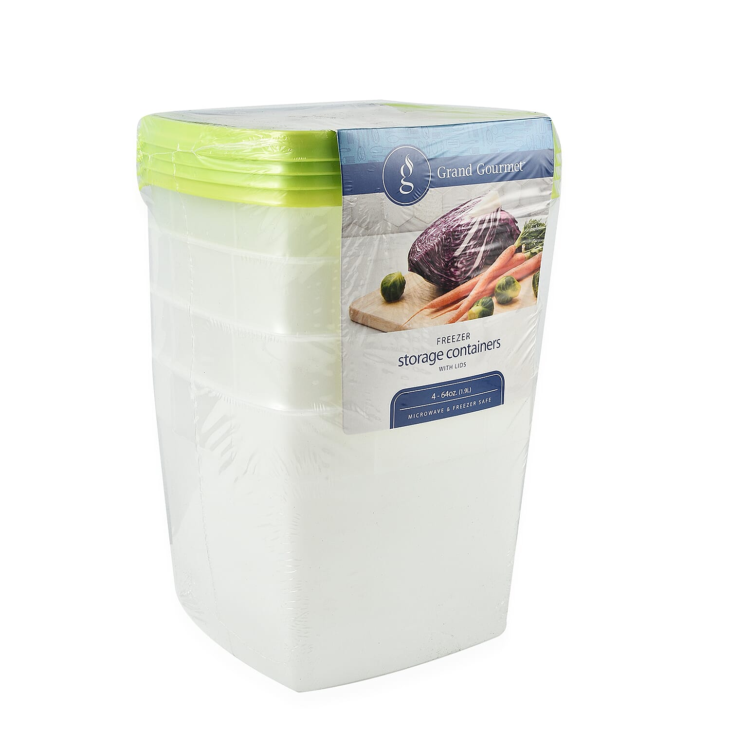Set of 4 - Grand Gourmet Freezer Storage Containers - White