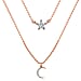 Diamond Moon & Star Necklace (Size - 18) in Platinum Overlay Sterling Silver
