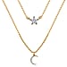 Diamond Moon & Star Necklace (Size - 18) in Platinum Overlay Sterling Silver