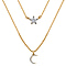 Diamond Moon & Star Necklace (Size - 18) in Platinum Overlay Sterling Silver