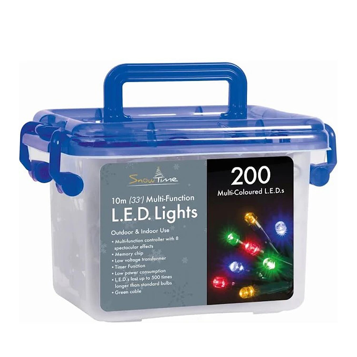 Snowtime - Indoor-Outdoor  200 LED Fairy Lights with 8 Functions & Timer  - 10m-33ft - Multi