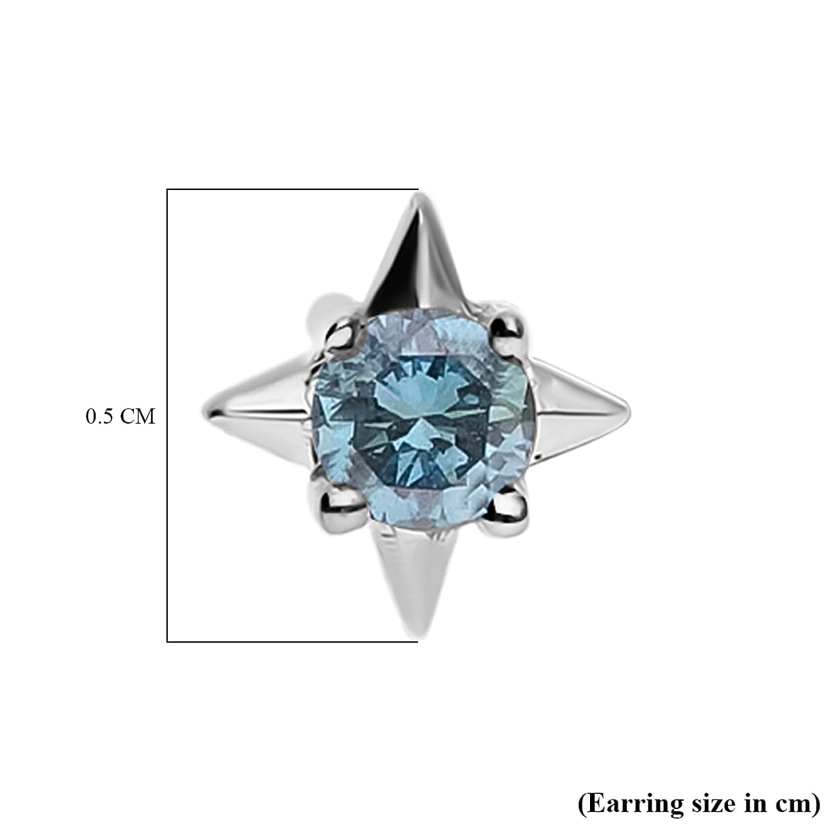 9K White Gold Blue Diamond Star Stud Earrings 0.10 Ct