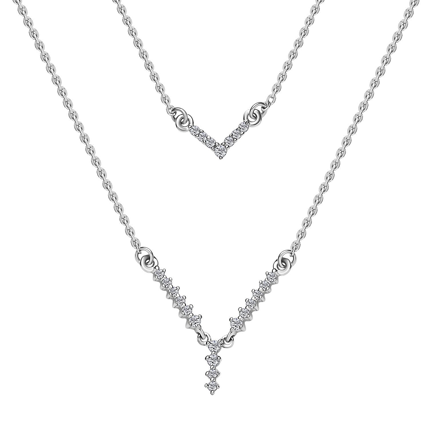 Silver diamond necklace on sale set