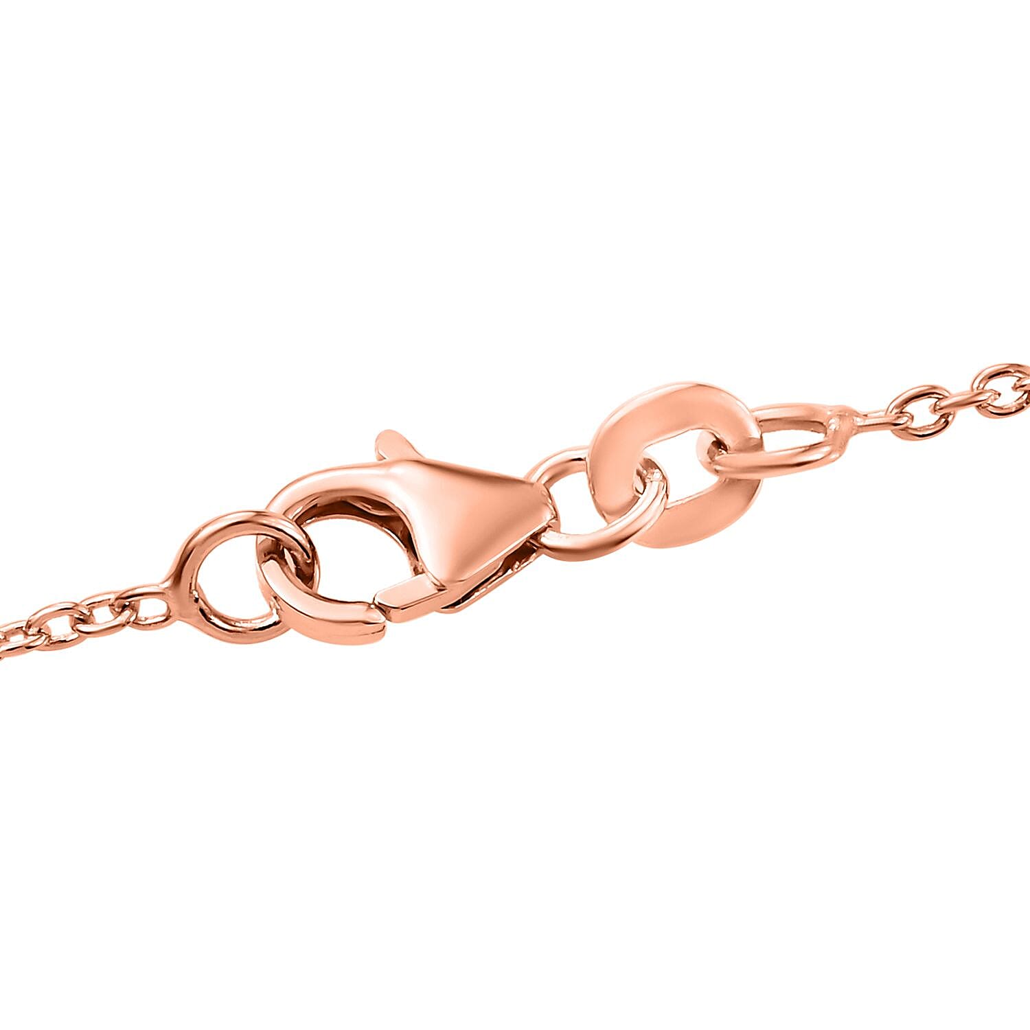 Diamond Necklace (Size - 18) in 18K Vermeil Rose Gold Sterling Silver 0.26 Ct