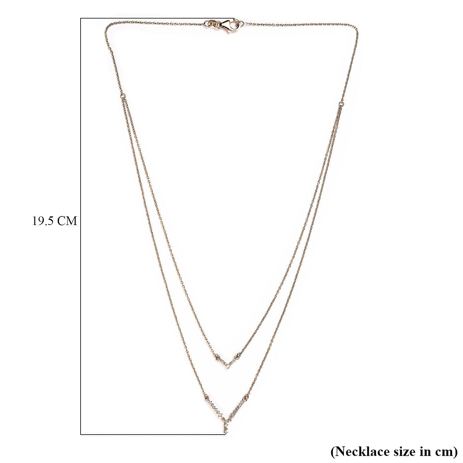 Diamond Necklace (Size - 18) in 18K Vermeil Yellow Gold Sterling Silver 0.26 Ct
