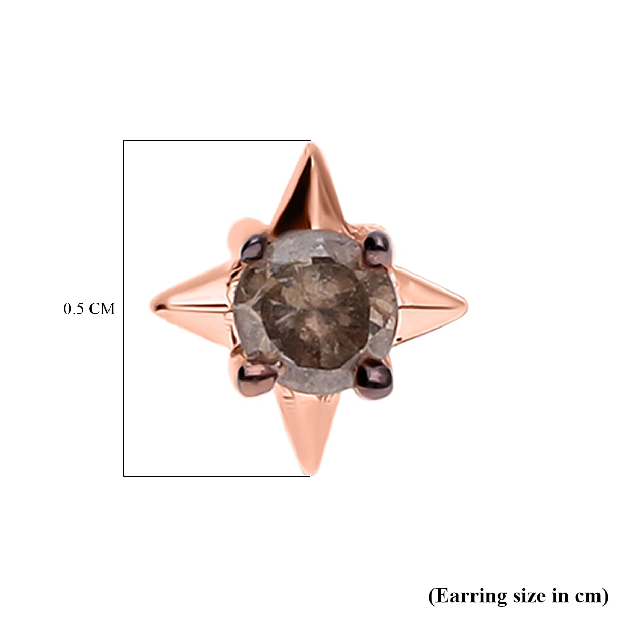 9K Rose Gold Champagne Diamond Stud Star Earrings