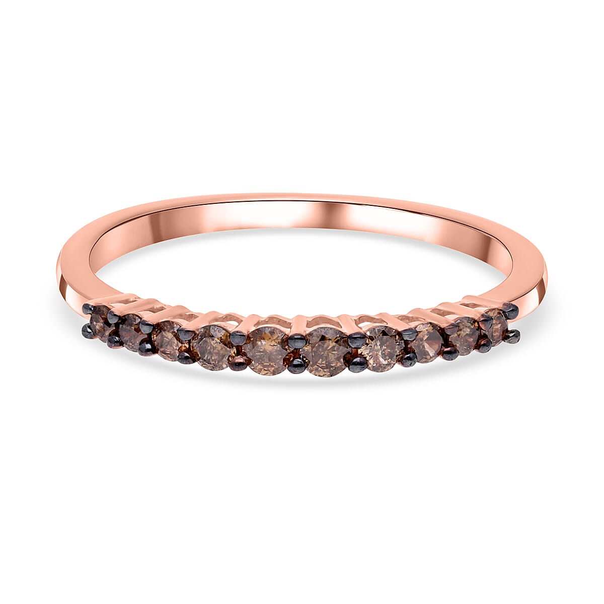9K Rose Gold SGL Certified Champagne Diamond Half-Eternity Ring 0.33 Ct