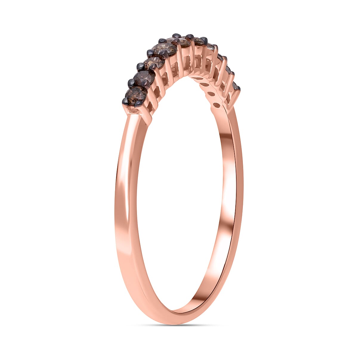 9K Rose Gold SGL Certified Champagne Diamond Half-Eternity Ring 0.33 Ct