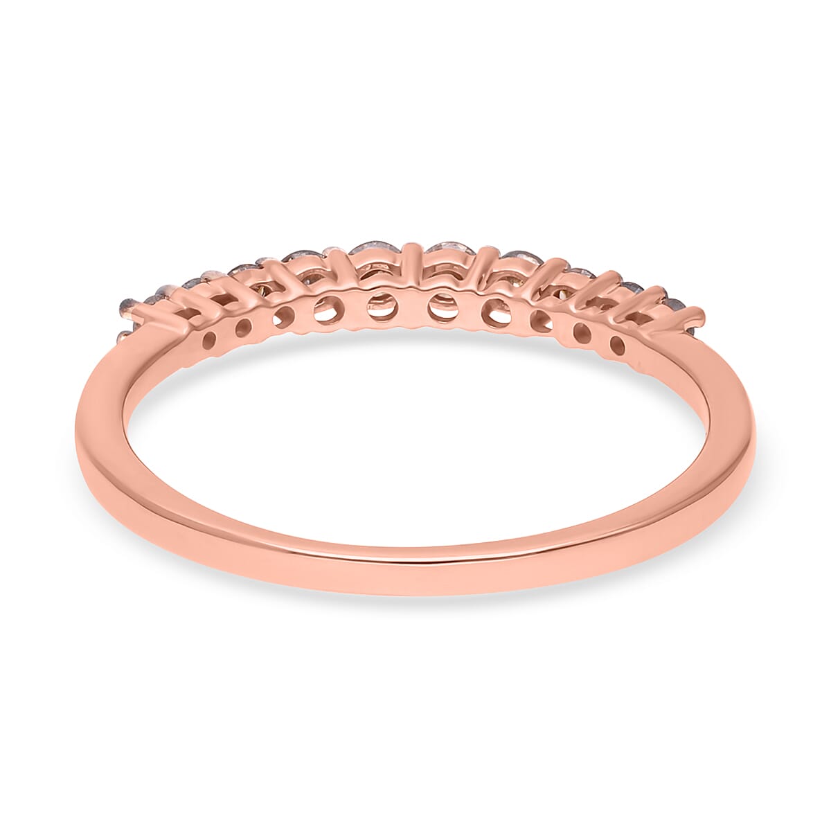 9K Rose Gold SGL Certified Champagne Diamond Half-Eternity Ring 0.33 Ct
