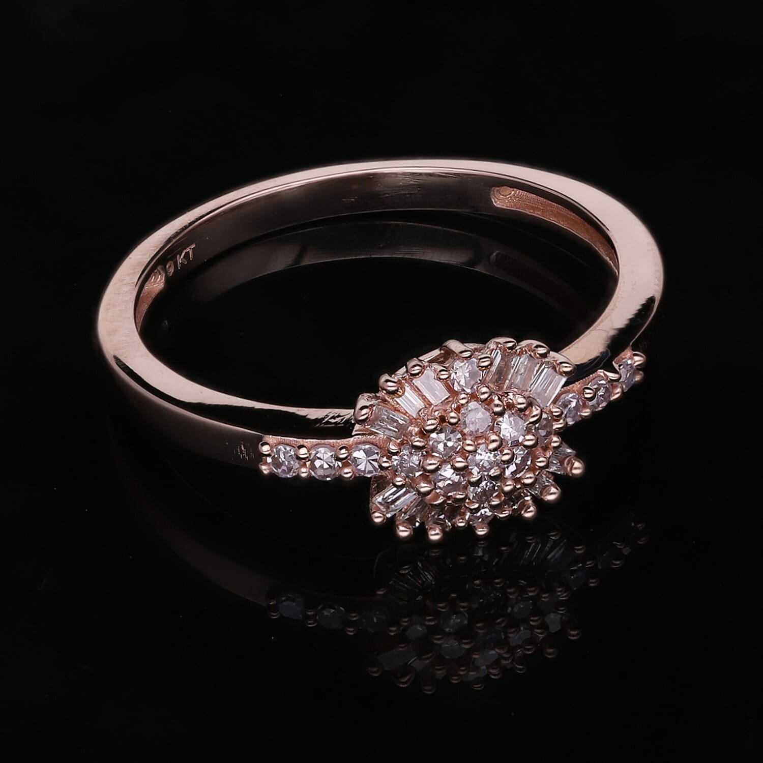 Limited Edition- 9K Rose Gold SGL Certified Natural Pink Diamond Ring 0.25 Ct