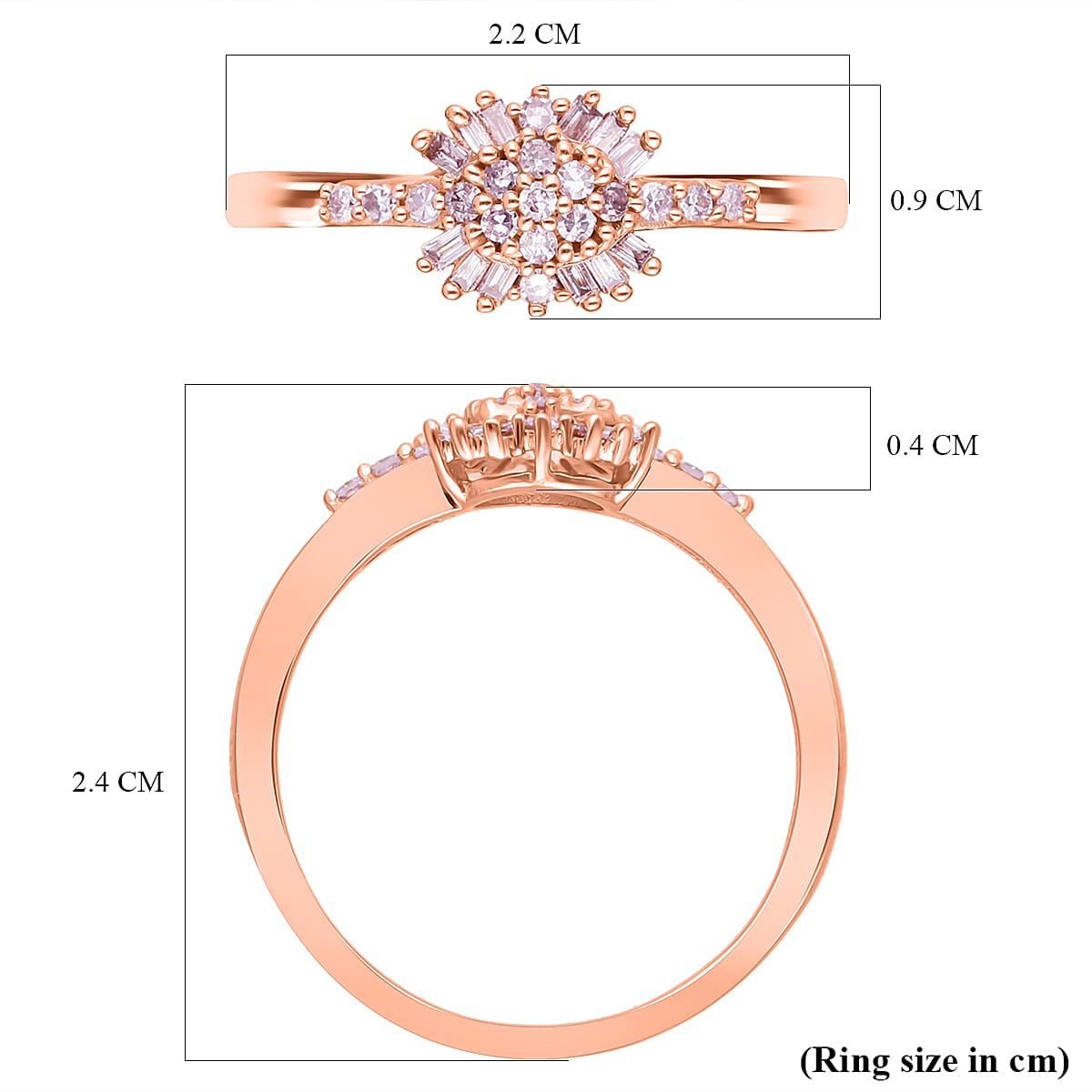 Limited Edition- 9K Rose Gold SGL Certified Natural Pink Diamond Ring 0.25 Ct