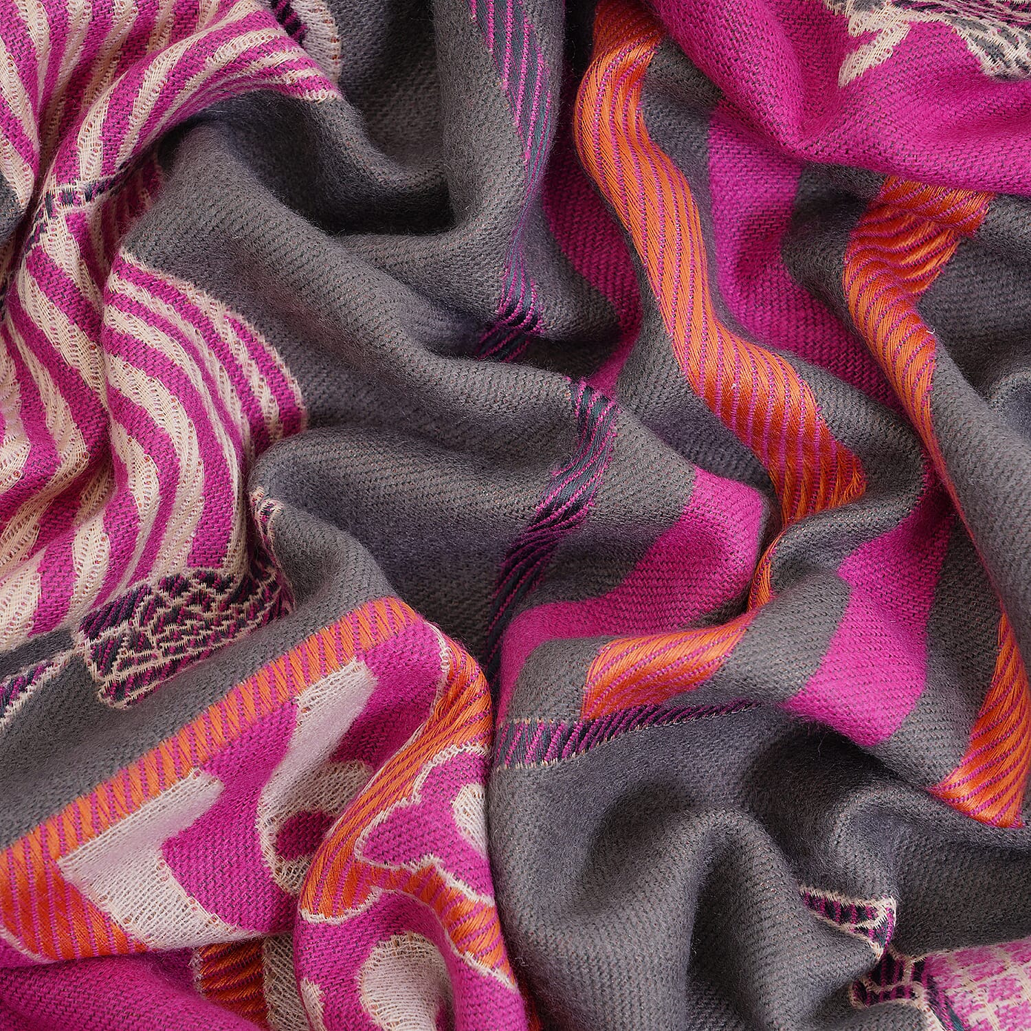 Closeout Deal New Arrival Horse Pattern Jacquard Scarf (Size 185x67 cm) - Fuchsia