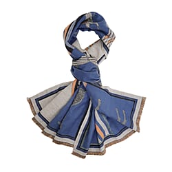 Closeout Deal New Arrival Horse Pattern Jacquard Scarf (One Size 185x67 cm) - Blue