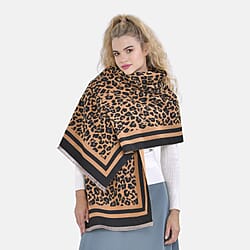 Closeout Deal- Leopard Scarf (Size 185x1 cm) - Purple - Khaki