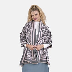 Closeout Deal- Leopard Scarf (Size 185x1 cm) - Purple - Khaki