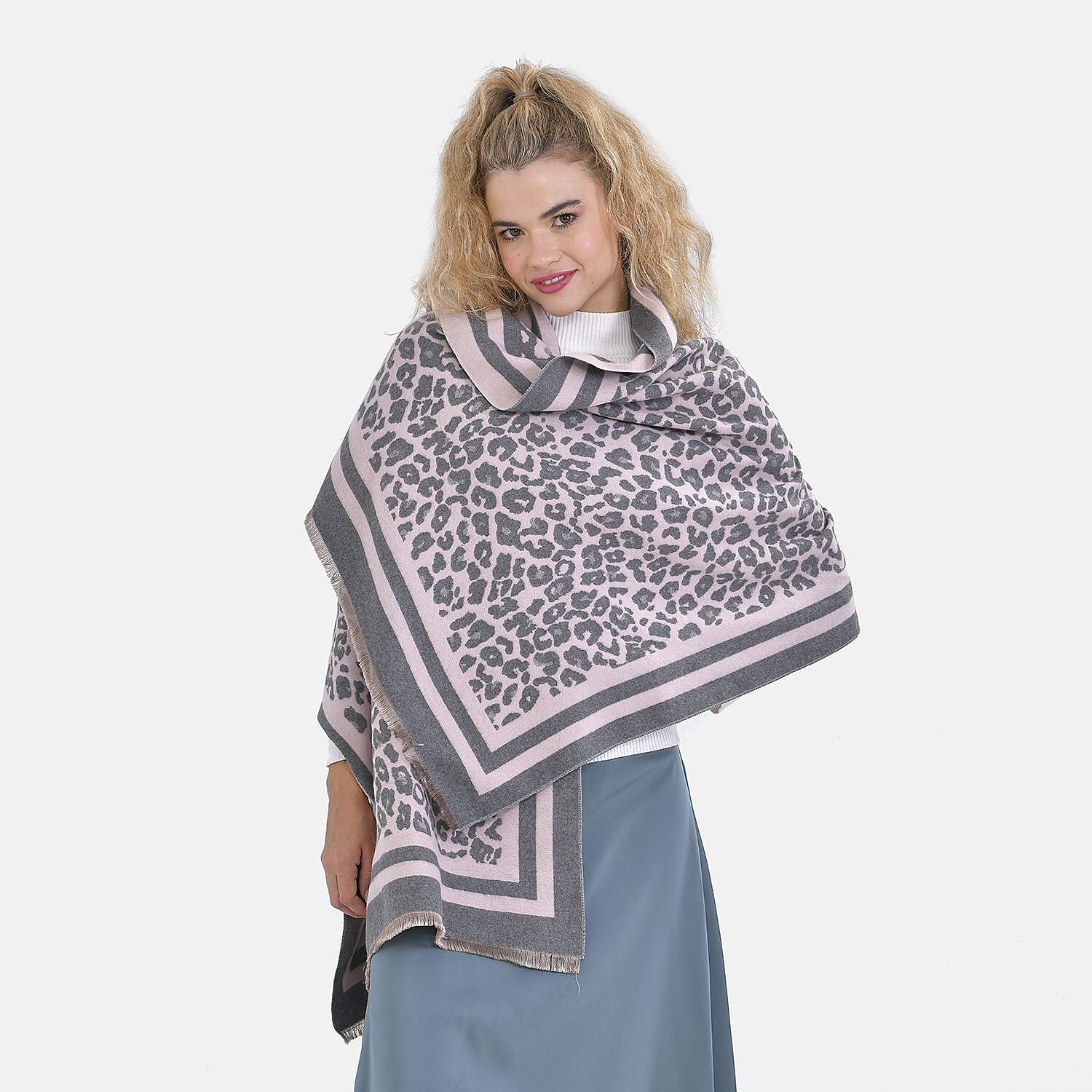 Closeout Deal- Leopard Scarf (Size 185x1 cm) - Purple - Khaki